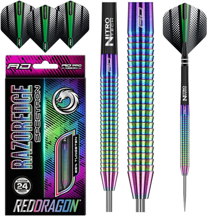 Razor Edge Spectron 20, 22, 24 or 26 Gram Tungsten Darts with Flights and Stems
