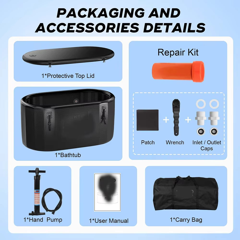 Inflatable Ice Bath Tub Portable Ice Bath Tub Large Oval Portable Cold Plunge Tub Outdoor Bathtub for Adults Recovery Athletes