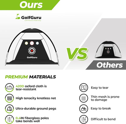 All-In-1 Golf Practice Net, 10X7Ft with XL Tri-Turf Mat, Impact Target, 10 Balls, 9 Tees, Carry Bag - for Backyard Driving Chipping Indoor