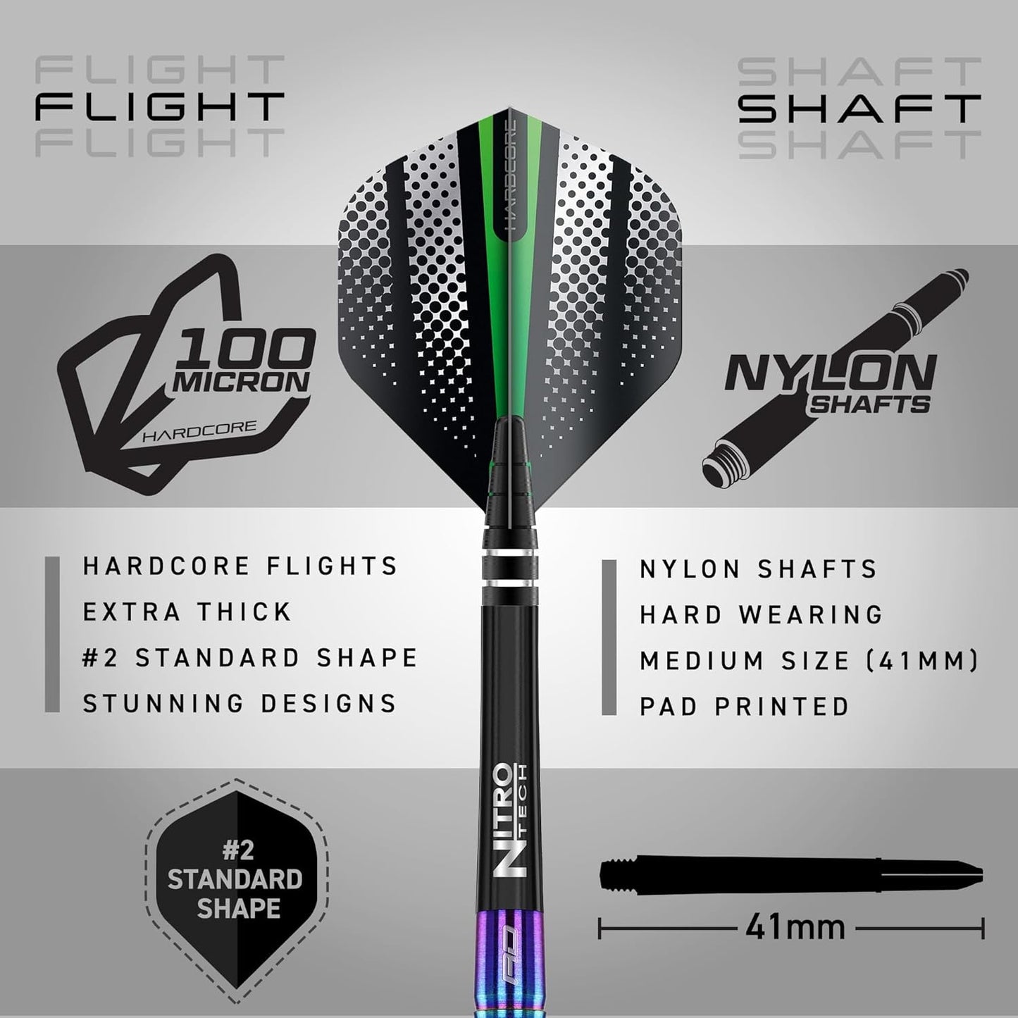 Razor Edge Spectron 20, 22, 24 or 26 Gram Tungsten Darts with Flights and Stems