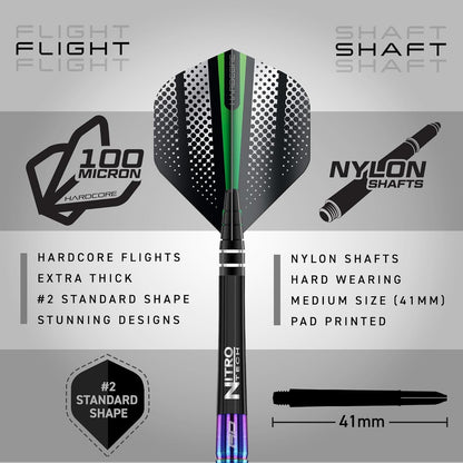 Razor Edge Spectron 20, 22, 24 or 26 Gram Tungsten Darts with Flights and Stems