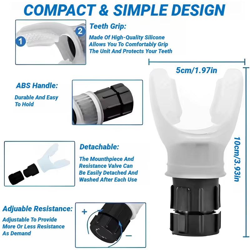 1Pcs Breathing Exercise for Lungs Portable Breath Fitness Exerciser Device Endurance Workout with Adjustable Resistances Sports