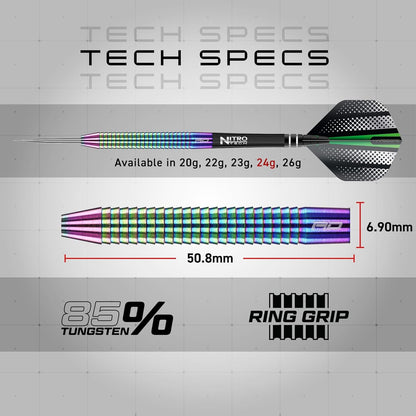Razor Edge Spectron 20, 22, 24 or 26 Gram Tungsten Darts with Flights and Stems