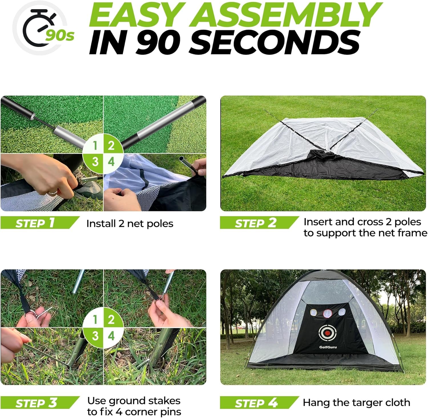 All-In-1 Golf Practice Net, 10X7Ft with XL Tri-Turf Mat, Impact Target, 10 Balls, 9 Tees, Carry Bag - for Backyard Driving Chipping Indoor