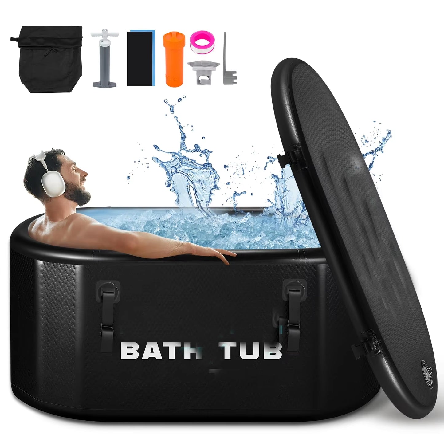 Inflatable Ice Bath Tub Portable Ice Bath Tub Large Oval Portable Cold Plunge Tub Outdoor Bathtub for Adults Recovery Athletes